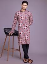 Rayon Dusty Pink Casual Wear Printed Readymade Kurta